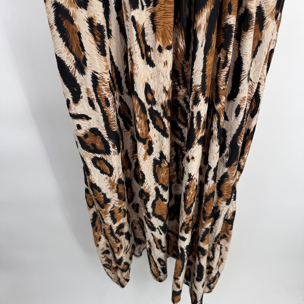 Y2K Shoreline Leopard Print Maxi Dress Embellished Womens L/XL Brown Mob Wife - Picture 8 of 15